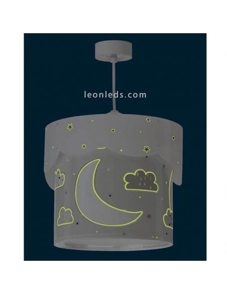 Lámpara de techo para bebé gris Moon Dalber 61232E Brilla en la oscuridad | LeonLeds Iluminación