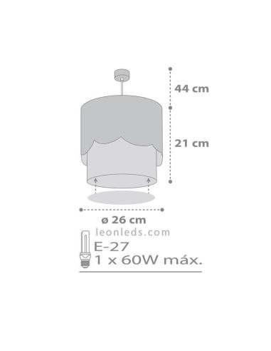 Luminária de teto para bebê cinza com nuvens Moon Dalber 61232E | Leon Iluminação LED