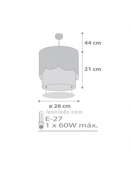Lámpara de techo para bebé gris con nubes Moon Dalber 61232E | LeonLeds Iluminación