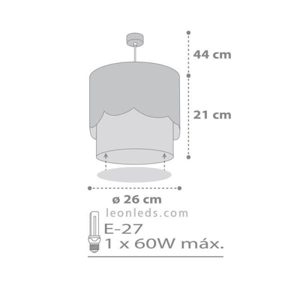 Lámpara de techo para bebé gris con nubes Moon Dalber 61232E | LeonLeds Iluminación