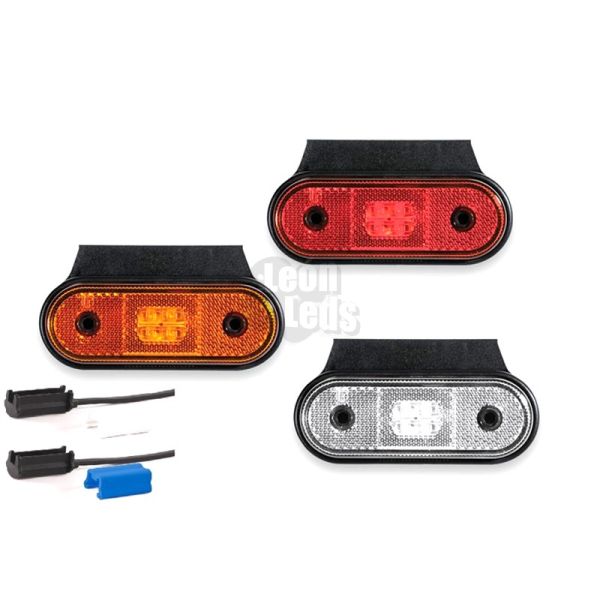 Piloto de posición Blanco ambar rojo Reflectante LED Galibo con o sin soporte con conector QS075 QS150 | LeonLeds