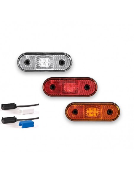 Piloto de posición Blanco ambar rojo Reflectante LED Galibo con o sin soporte con conector QS075 QS150 | LeonLeds