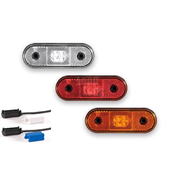 Piloto de posición Blanco ambar rojo Reflectante LED Galibo con o sin soporte con conector QS075 QS150 | LeonLeds