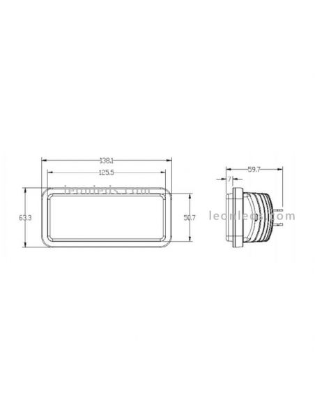 Dimensiones Faro LED Empotrable Jonh Deere Serie 00 y 10 60w 3500Lm  la1002 Agropar | LeonLeds