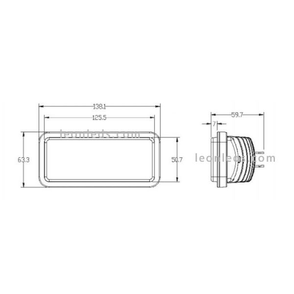 Dimensiones Faro LED Empotrable Jonh Deere Serie 00 y 10 60w 3500Lm  la1002 Agropar | LeonLeds