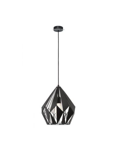 Lámpara de Techo Carlton 1 negra y plata 1XE27 | Lámpara vintage de techo de Eglo Lighting | LeonLeds Iluminación