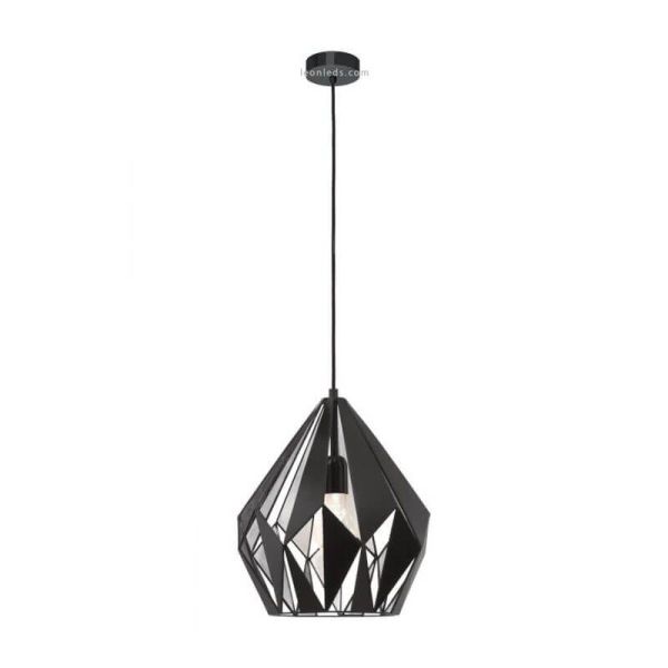 Lámpara de Techo Carlton 1 negra y plata 1XE27 | Lámpara vintage de techo de Eglo Lighting | LeonLeds Iluminación