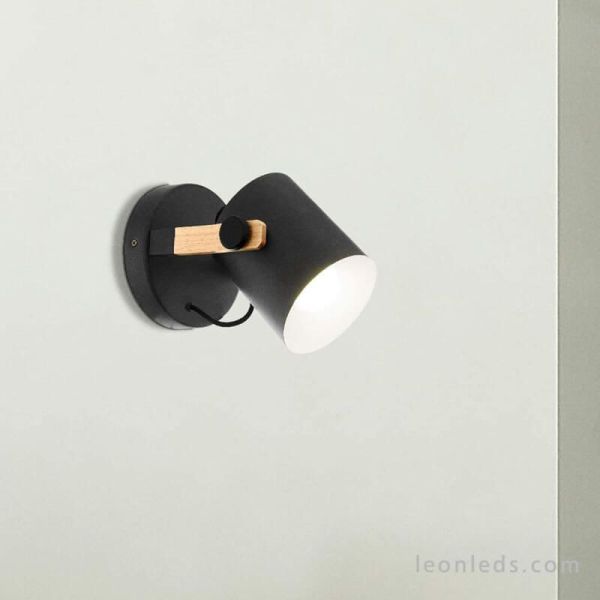 Aplique de pared madera y negro Hornwood Eglo | LeonLeds