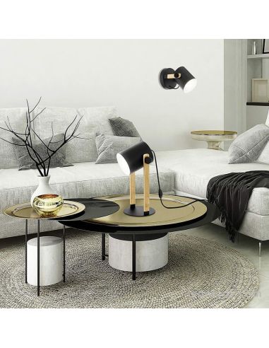 Applique murale Ambiente en bois et corne noire | Éclairage LeonLeds