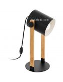 Lámpara sobremesa negra y madera Hornwood | LeonLeds