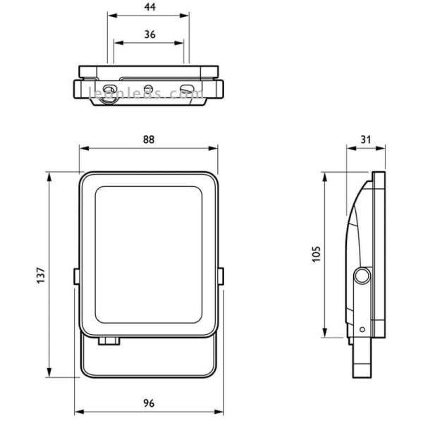 Dimensiones Proyector LED Mini 10W Negro Philips Ledinaire | LeonLeds