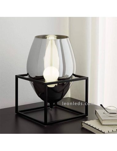 Lámpara de sobremesa de vidrio y acero Olival 1XE27 de Eglo| LeonLeds Iluminación