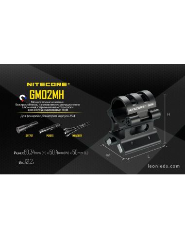 Soporte magnético para armas o pistolas para Linternas LED GM02MH 25,4mm Nitecore | LeonLeds Iluminación