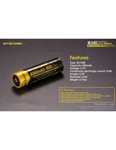 Batería 14500 recargable Li-ion NL1485 Nitecore LeonLeds.com