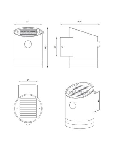 Dimensiones Aplique LED Solar Níquel Mate Salta con sensor de movimiento IP44 R22231107 Trio Lighting | LeonLeds