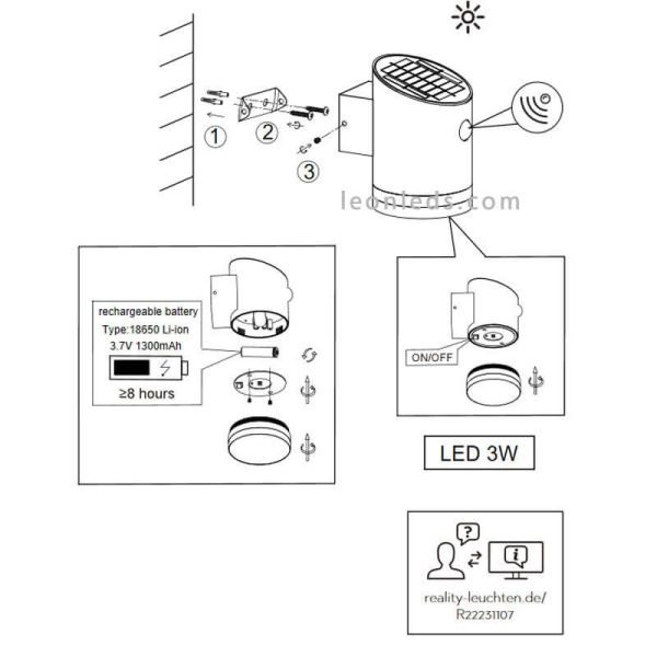 Comment installer cette applique murale LED solaire Salta en 5 minutes | leonleds