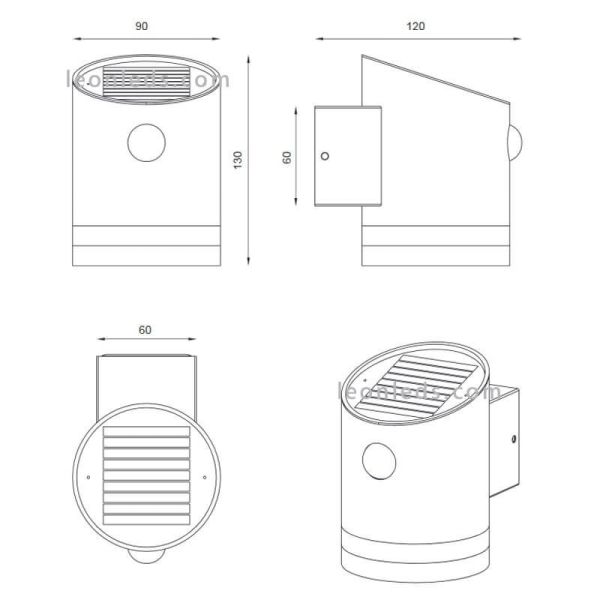 Dimensiones Aplique LED Solar Níquel Mate Salta con sensor de movimiento IP44 R22231107 Trio Lighting | LeonLeds