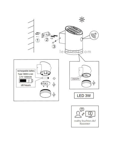 Como instalar esta luminária de parede LED Solar Salta em 5 minutos | leonleds