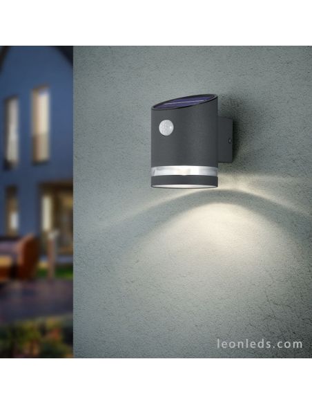 Aplique LED Solar con sensor de movimiento IP44 Antracita Salta Trio Lighting R22231142 | LeonLeds
