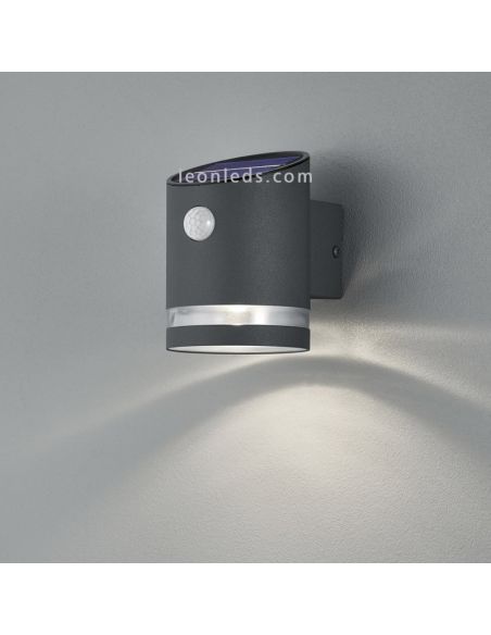 Aplique LED Solar con sensor de movimiento IP44 Antracita Salta Trio Lighting R22231142 | LeonLeds