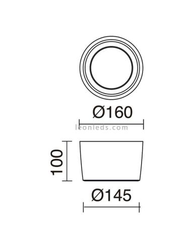 Dimensions Plafonnier LED d'extérieur moderne Mist IP55 Dopo Lighting | Éclairage LeonLeds