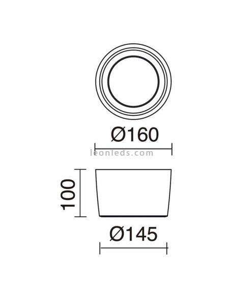 Dimensions Plafonnier LED d'extérieur moderne Mist IP55 Dopo Lighting | Éclairage LeonLeds