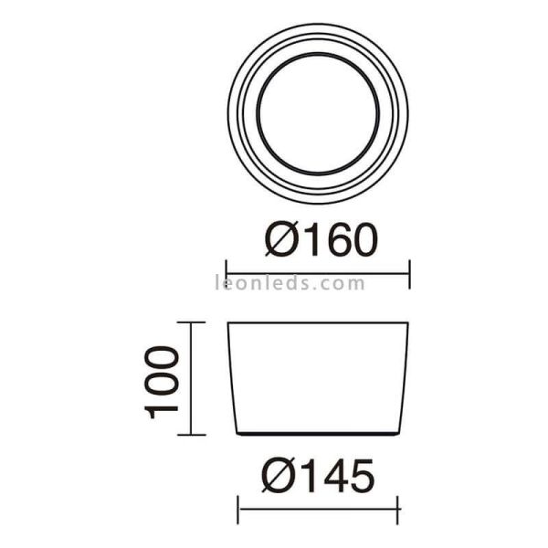 Dimensões Plafon LED exterior moderno Mist IP55 Dopo Lighting | Leon Iluminação LED