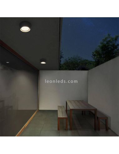 Moderna luz de teto LED ao ar livre Névoa IP55 rodada Dopo Lighting | Leon Iluminação LED