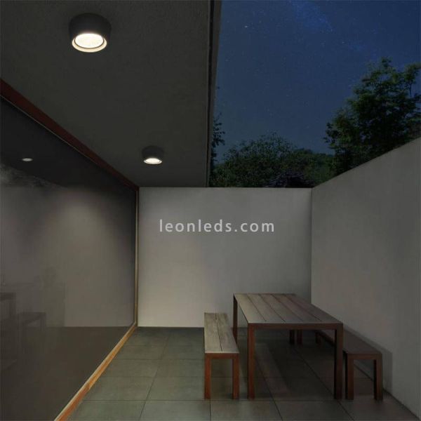 Moderna luz de teto LED ao ar livre Névoa IP55 rodada Dopo Lighting | Leon Iluminação LED