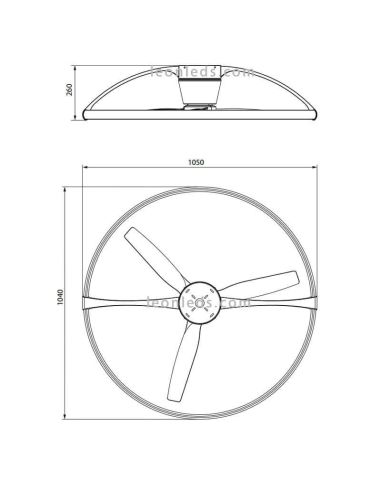 Dimensiones Ventilador de techo LED Nepal Haya y Blanco 75W LED y 60W de Motor de Ventilador Mantra 7532 | LeonLeds