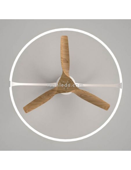 Ventilateur de plafond Népal Hêtre et LED blanc 75W LED et moteur de ventilateur 60W Mantra | leonleds