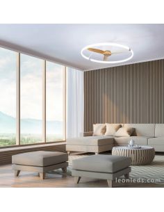 Ventilador de techo LED Nepal Haya y Blanco 75W LED y 60W de Motor de Ventilador Mantra 7532 | LeonLeds 2