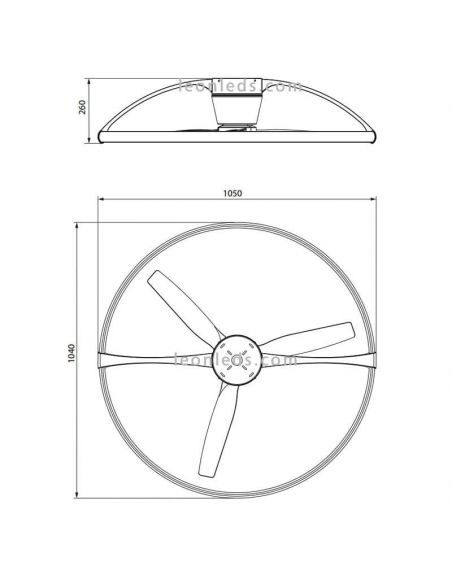 Dimensions Ventilateur de plafond LED noir avec télécommande Nepal 7531 Mantra | leonleds