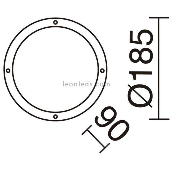 Candeeiro de parede FAR Round Black para dimensões exteriores | leonleds