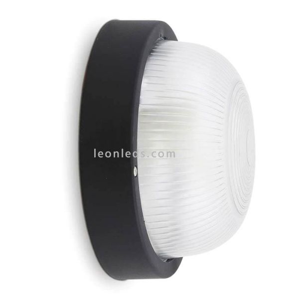 Candeeiro de parede FAR Round Black para exterior | leonleds