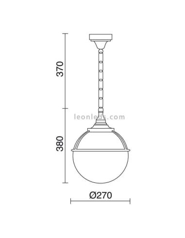Dimensions du plafonnier extérieur Clic-Clac Globo C | leonleds