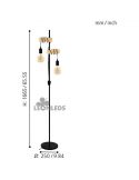 Lámpara de pie vintage Townshend 2XE27 marrón | lámpara vintage de madera de Eglo Lighting | LeonLeds Iluminación