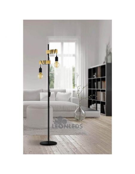 Lampadaire Vintage Townshend 2XE27 Marron | lampadaire deux ampoules | Éclairage LeonLeds