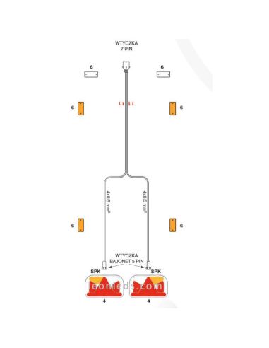Câblage de remorque avec connecteur 7 pôles et 2 connecteurs 5 broches pour feux arrière Agropar | Éclairage LeonLeds