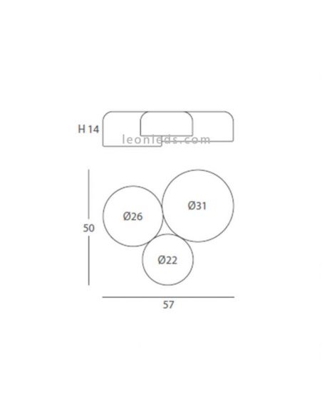 Dimensions Pot Plafonnier Blanc Brillant 3 Lumières | Éclairage LeonLeds