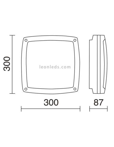 Dimensions Plafonnier d'extérieur Kira M anthracite 2xE27 Dopo Lighting | Éclairage LeonLeds