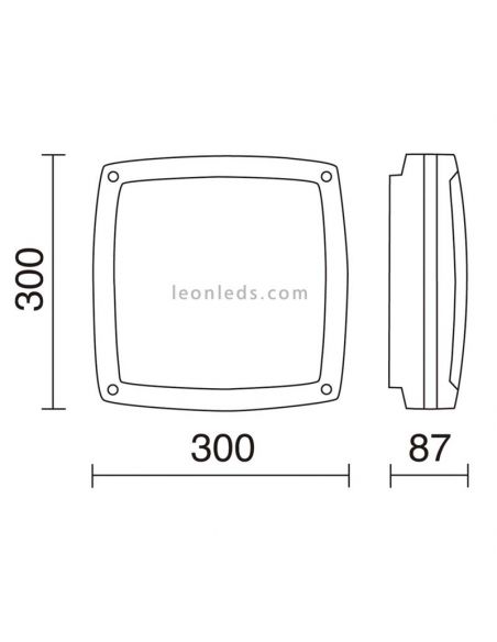 Dimensiones Aplique Plafón exterior Kira M antracita 2xE27 Dopo Lighting | LeonLeds Iluminación