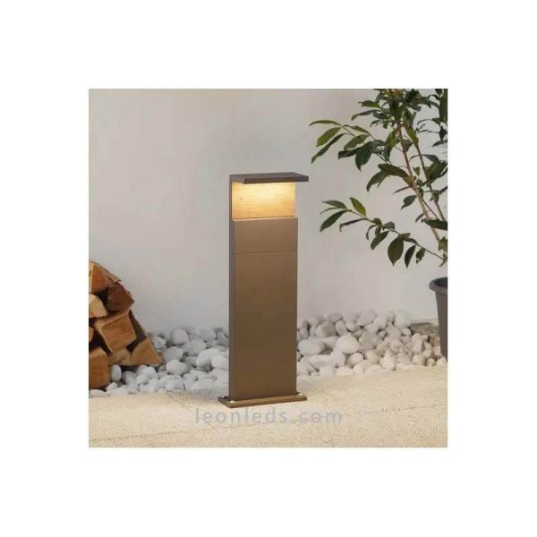 Baliza M LED exterior aluminio madera Ruka Mantra | LeonLeds Iluminación