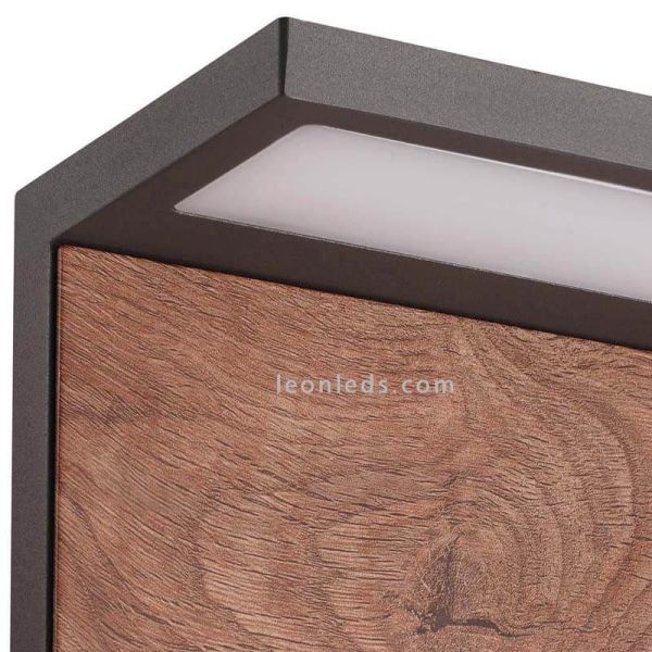 Applique murale d'extérieur à LED avec détail en bois Ruka Mantra | Éclairage LeonLeds