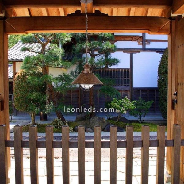 Lámpara colgante exterior Nautica color marron oxido Faro Barcelona | LeonLeds Iluminación