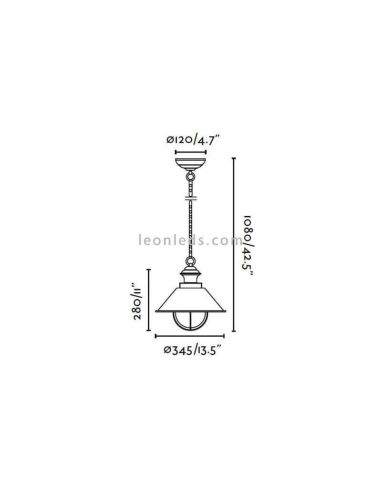 Lámpara colgante Nautica exterior dimensiones Faro Barcelona | LeonLeds Iluminación
