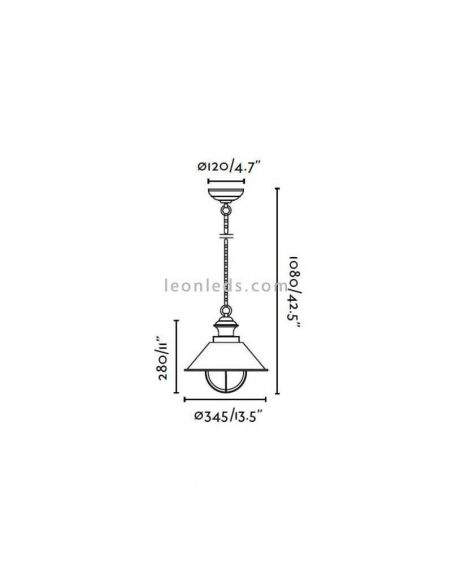 Lámpara colgante Nautica exterior dimensiones Faro Barcelona | LeonLeds Iluminación