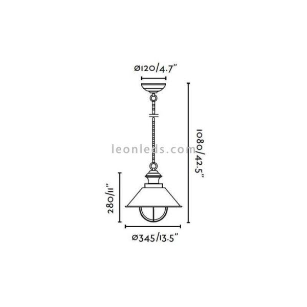 Lámpara colgante Nautica exterior dimensiones Faro Barcelona | LeonLeds Iluminación