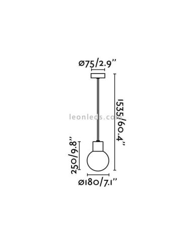Dimensiones lámpara colgante exterior Moon gris oscuro Faro Barcelona | LeonLeds Iluminación
