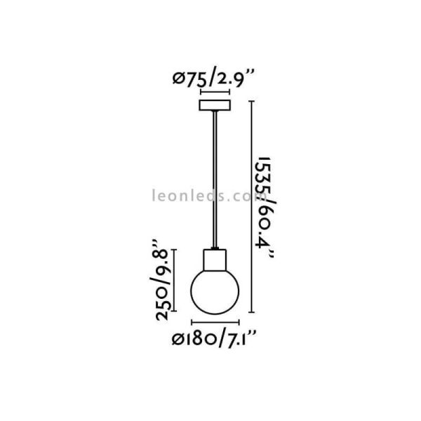 Dimensions lampe suspendue d'extérieur Moon gris foncé Faro Barcelona | Éclairage LeonLeds